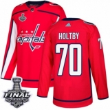 Men's Adidas Washington Capitals #70 Braden Holtby Premier Red Home 2018 Stanley Cup Final NHL Jersey