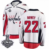 Men's Washington Capitals #22 Madison Bowey Fanatics Branded White Away Breakaway 2018 Stanley Cup Final NHL Jersey