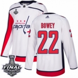 Men's Adidas Washington Capitals #22 Madison Bowey Authentic White Away 2018 Stanley Cup Final NHL Jersey