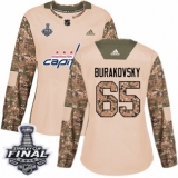 Women's Adidas Washington Capitals #65 Andre Burakovsky Authentic Camo Veterans Day Practice 2018 Stanley Cup Final NHL Jersey