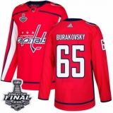 Men's Adidas Washington Capitals #65 Andre Burakovsky Premier Red Home 2018 Stanley Cup Final NHL Jersey