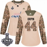 Women's Adidas Washington Capitals #44 Brooks Orpik Authentic Camo Veterans Day Practice 2018 Stanley Cup Final NHL Jersey