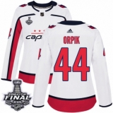 Women's Adidas Washington Capitals #44 Brooks Orpik Authentic White Away 2018 Stanley Cup Final NHL Jersey