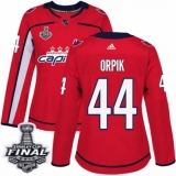 Women's Adidas Washington Capitals #44 Brooks Orpik Authentic Red Home 2018 Stanley Cup Final NHL Jersey