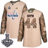 Men's Adidas Washington Capitals #44 Brooks Orpik Authentic Camo Veterans Day Practice 2018 Stanley Cup Final NHL Jersey