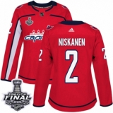 Women's Adidas Washington Capitals #2 Matt Niskanen Authentic Red Home 2018 Stanley Cup Final NHL Jersey
