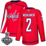 Men's Adidas Washington Capitals #2 Matt Niskanen Premier Red Home 2018 Stanley Cup Final NHL Jersey