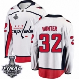 Youth Washington Capitals #32 Dale Hunter Fanatics Branded White Away Breakaway 2018 Stanley Cup Final NHL Jersey