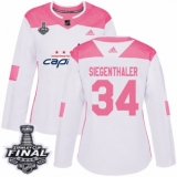 Women's Adidas Washington Capitals #34 Jonas Siegenthaler Authentic White/Pink Fashion 2018 Stanley Cup Final NHL Jersey