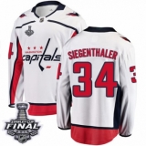 Men's Washington Capitals #34 Jonas Siegenthaler Fanatics Branded White Away Breakaway 2018 Stanley Cup Final NHL Jersey