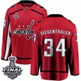 Men's Washington Capitals #34 Jonas Siegenthaler Fanatics Branded Red Home Breakaway 2018 Stanley Cup Final NHL Jersey