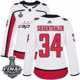Women's Adidas Washington Capitals #34 Jonas Siegenthaler Authentic White Away 2018 Stanley Cup Final NHL Jersey