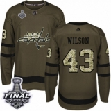 Youth Adidas Washington Capitals #43 Tom Wilson Authentic Green Salute to Service 2018 Stanley Cup Final NHL Jersey