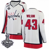 Women's Washington Capitals #43 Tom Wilson Fanatics Branded White Away Breakaway 2018 Stanley Cup Final NHL Jersey