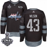 Men's Adidas Washington Capitals #43 Tom Wilson Authentic Black 1917-2017 100th Anniversary 2018 Stanley Cup Final NHL Jersey