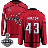 Men's Washington Capitals #43 Tom Wilson Fanatics Branded Red Home Breakaway 2018 Stanley Cup Final NHL Jersey