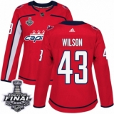 Women's Adidas Washington Capitals #43 Tom Wilson Authentic Red Home 2018 Stanley Cup Final NHL Jersey