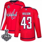 Men's Adidas Washington Capitals #43 Tom Wilson Premier Red Home 2018 Stanley Cup Final NHL Jersey