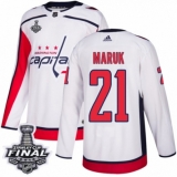 Youth Adidas Washington Capitals #21 Dennis Maruk Authentic White Away 2018 Stanley Cup Final NHL Jersey