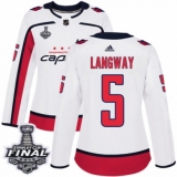 Women's Adidas Washington Capitals #5 Rod Langway Authentic White Away 2018 Stanley Cup Final NHL Jersey
