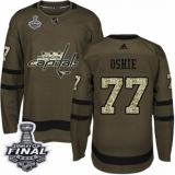 Youth Adidas Washington Capitals #77 T.J. Oshie Authentic Green Salute to Service 2018 Stanley Cup Final NHL Jersey