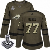 Women's Adidas Washington Capitals #77 T.J. Oshie Authentic Green Salute to Service 2018 Stanley Cup Final NHL Jersey