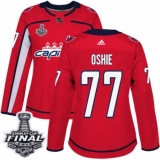 Women's Adidas Washington Capitals #77 T.J. Oshie Authentic Red Home 2018 Stanley Cup Final NHL Jersey