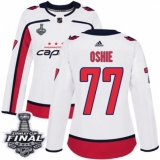 Women's Adidas Washington Capitals #77 T.J. Oshie Authentic White Away 2018 Stanley Cup Final NHL Jersey
