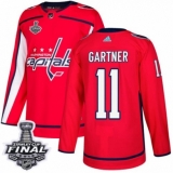 Men's Adidas Washington Capitals #11 Mike Gartner Premier Red Home 2018 Stanley Cup Final NHL Jersey
