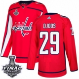 Men's Adidas Washington Capitals #29 Christian Djoos Premier Red Home 2018 Stanley Cup Final NHL Jersey