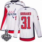 Youth Adidas Washington Capitals #31 Philipp Grubauer Authentic White Away 2018 Stanley Cup Final NHL Jersey