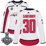 Women's Adidas Washington Capitals #30 Ilya Samsonov Authentic White Away 2018 Stanley Cup Final NHL Jersey