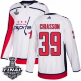 Youth Adidas Washington Capitals #39 Alex Chiasson Authentic White Away 2018 Stanley Cup Final NHL Jersey