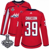 Women's Adidas Washington Capitals #39 Alex Chiasson Authentic Red Home 2018 Stanley Cup Final NHL Jersey