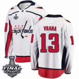 Youth Washington Capitals #13 Jakub Vrana Fanatics Branded White Away Breakaway 2018 Stanley Cup Final NHL Jersey