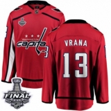 Men's Washington Capitals #13 Jakub Vrana Fanatics Branded Red Home Breakaway 2018 Stanley Cup Final NHL Jersey