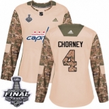 Women's Adidas Washington Capitals #4 Taylor Chorney Authentic Camo Veterans Day Practice 2018 Stanley Cup Final NHL Jersey