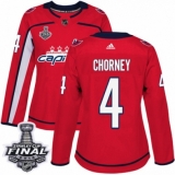 Women's Adidas Washington Capitals #4 Taylor Chorney Authentic Red Home 2018 Stanley Cup Final NHL Jersey