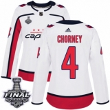 Women's Adidas Washington Capitals #4 Taylor Chorney Authentic White Away 2018 Stanley Cup Final NHL Jersey
