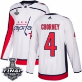 Men's Adidas Washington Capitals #4 Taylor Chorney Authentic White Away 2018 Stanley Cup Final NHL Jersey
