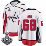 Youth Washington Capitals #68 Jaromir Jagr Fanatics Branded White Away Breakaway 2018 Stanley Cup Final NHL Jersey