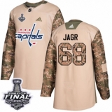 Youth Adidas Washington Capitals #68 Jaromir Jagr Authentic Camo Veterans Day Practice 2018 Stanley Cup Final NHL Jersey