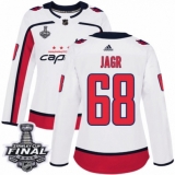 Women's Adidas Washington Capitals #68 Jaromir Jagr Authentic White Away 2018 Stanley Cup Final NHL Jersey