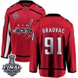 Men's Washington Capitals #91 Tyler Graovac Fanatics Branded Red Home Breakaway 2018 Stanley Cup Final NHL Jersey