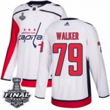 Men's Adidas Washington Capitals #79 Nathan Walker Authentic White Away 2018 Stanley Cup Final NHL Jersey