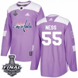 Men's Adidas Washington Capitals #55 Aaron Ness Authentic Purple Fights Cancer Practice 2018 Stanley Cup Final NHL Jersey