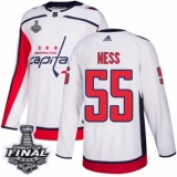 Men's Adidas Washington Capitals #55 Aaron Ness Authentic White Away 2018 Stanley Cup Final NHL Jersey