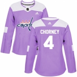 Women's Adidas Washington Capitals #4 Taylor Chorney Authentic Purple Fights Cancer Practice NHL Jersey