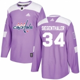 Men's Adidas Washington Capitals #34 Jonas Siegenthaler Authentic Purple Fights Cancer Practice NHL Jersey