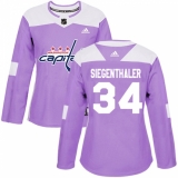 Women's Adidas Washington Capitals #34 Jonas Siegenthaler Authentic Purple Fights Cancer Practice NHL Jersey